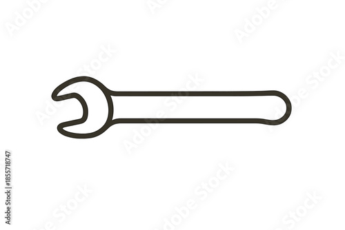 Minimalist wrench icon on a yellow background