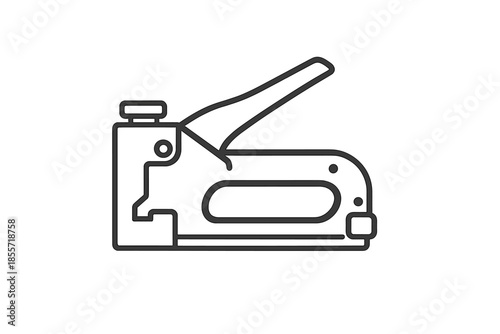 Staple gun icon against a grey background
