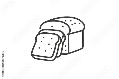 Loaf of bread with slices on yellow background