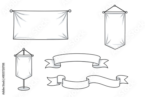 Blank Banners and Pennants Set