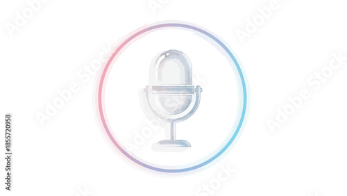 Minimalist white microphone icon with colored circular glow representing audio recording.