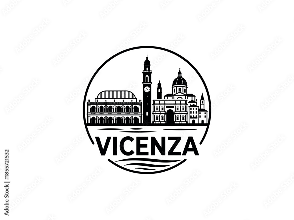Obraz premium Vicenza city of Italy skyline emblem with landmarks