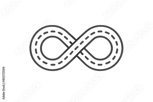 Infinity Road Loop Icon with Dashed Lines