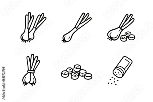 Garlic and seasoning icons on a gray background