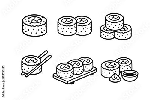 Sushi Icons Collection on Dark Background