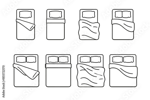 Eight Different Beds Icon Set