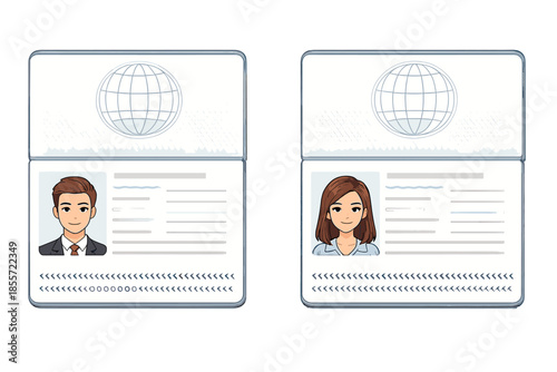 Cartoon Passport with Male and Female Images