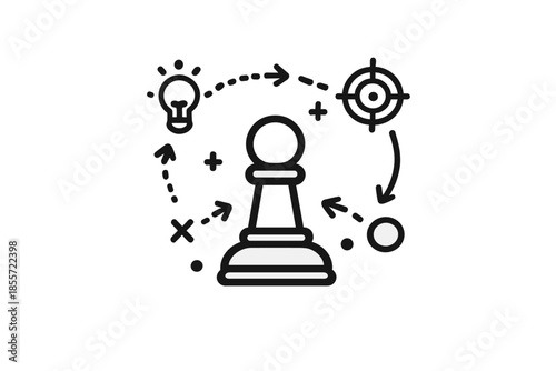 Chess Pawn Strategy Icon with Lightbulb and Target