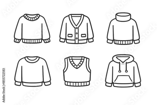 Set of six different sweater icons