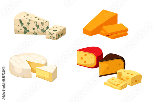 Assortment of gourmet cheeses arranged on a gradient background