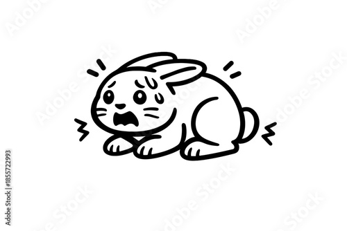 Scared cartoon bunny rabbit