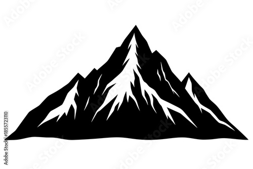 big mountain black silhouette, Silhouette of a majestic mountain range  