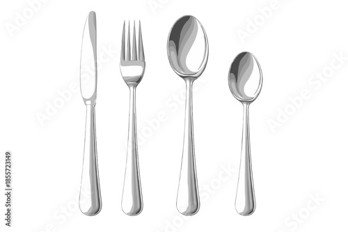 Clean silverware on a gray background