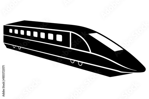 bullet train black  silhouette, Sleek black high-speed train icon Vector