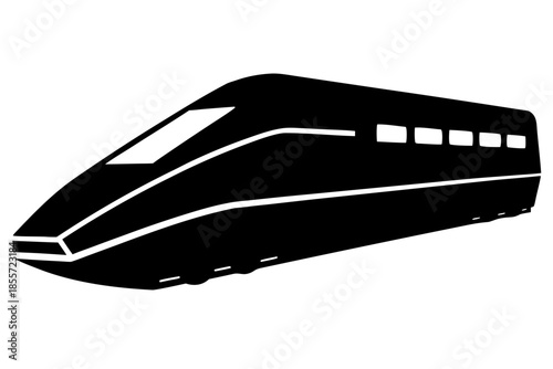 bullet train black  silhouette, Sleek black high-speed train icon Vector