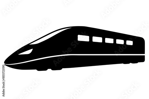 bullet train black  silhouette, Sleek black high-speed train icon Vector