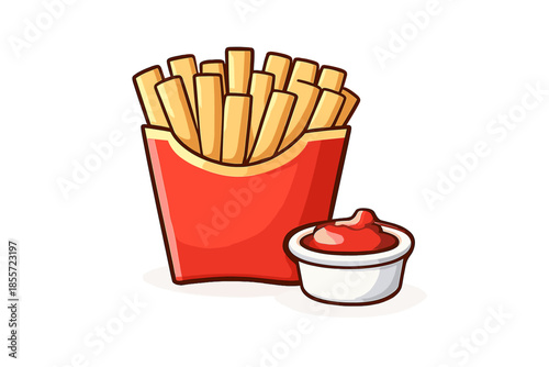 Cartoon Fries and Ketchup