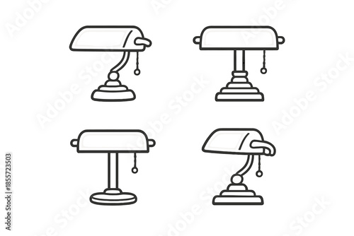 Set of four bank desk lamps