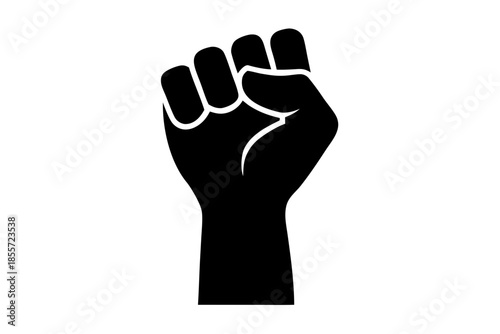 Symbol of resistance and power with a raised clenched fist silhouette Vector