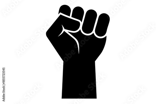 Symbol of resistance and power with a raised clenched fist silhouette Vector