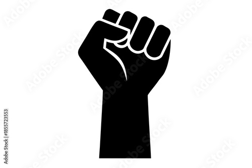 Symbol of resistance and power with a raised clenched fist silhouette Vector