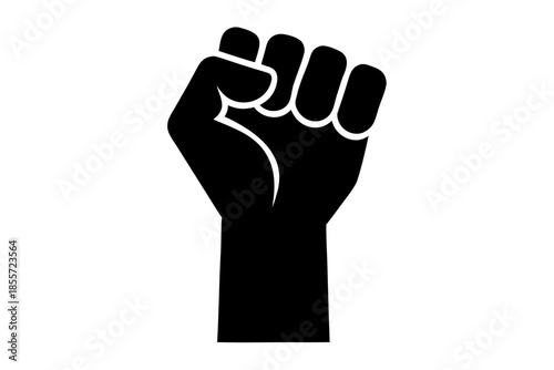 Symbol of resistance and power with a raised clenched fist silhouette Vector
