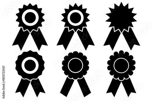 award ribbon black silhouette, Collection of  black award ribbons  