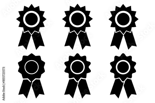 award ribbon black silhouette, Collection of  black award ribbons  