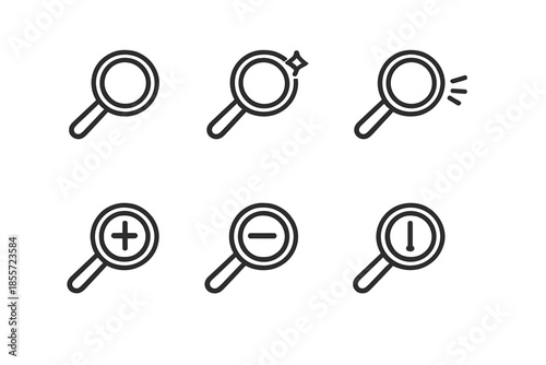 Magnifying glass icons with various functions