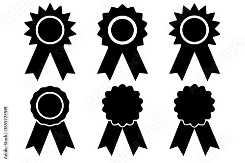 award ribbon black silhouette, Collection of  black award ribbons  