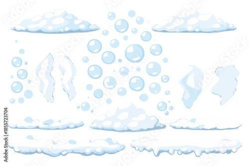 Whimsical clouds and bubbles with glowing ethereal effects