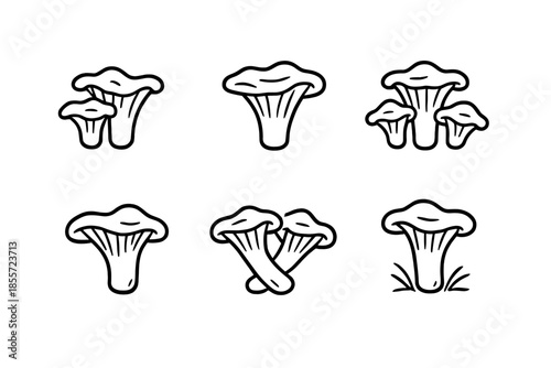 Chanterelle Mushroom Icons Set