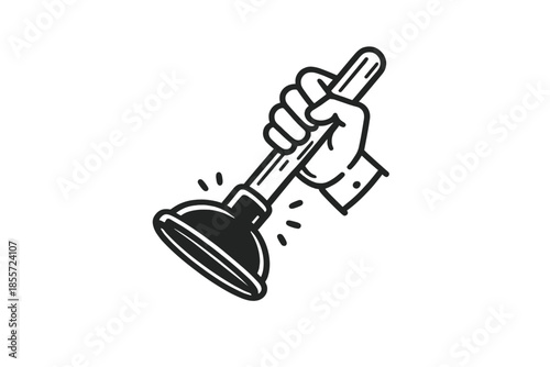 Plunger Icon in Hand Outline