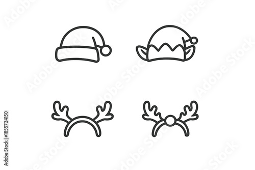 Christmas Holiday Costume Accessories Icon Set