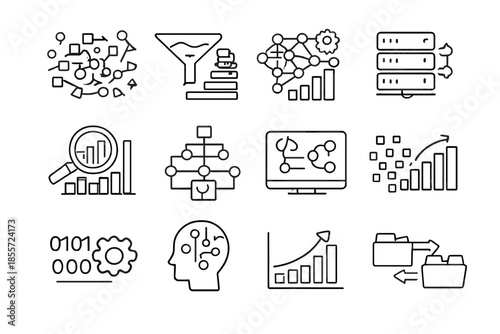 Data science icons on a gradient background
