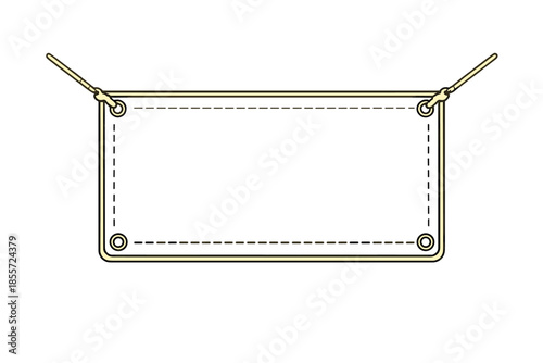 Blank banner with grommets and ropes on a golden background