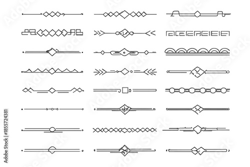 Collection of decorative line dividers with geometric and abstract elements