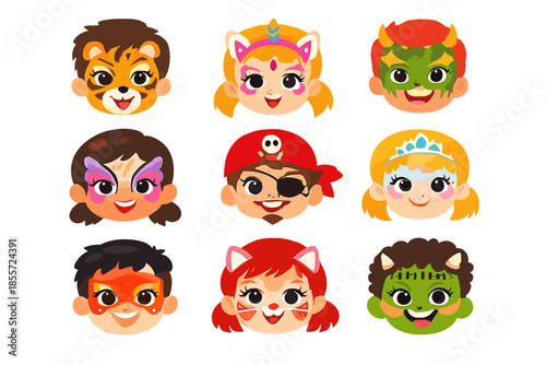 Diverse Child Faces in Halloween Costumes