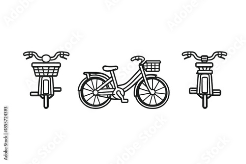 Three stylized bicycles on a golden background