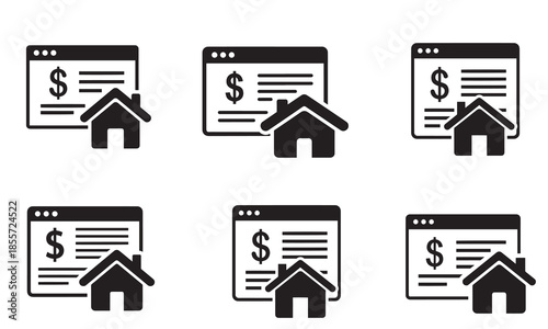 Real estate and mortgage finance icons set for online transactions and property management