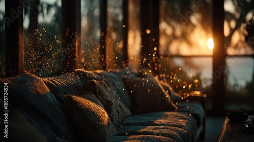 Golden sunset couch