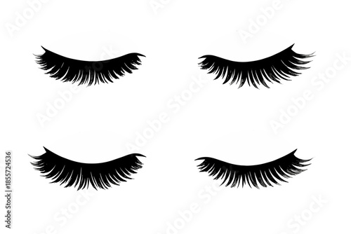 Four stylized closed eyes with long eyelashes