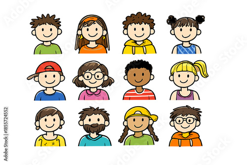 Diverse Group of Cartoon Children