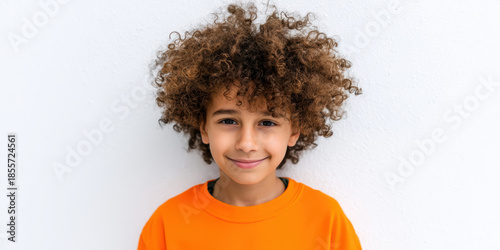 Wallpaper Mural Young orange son boy children family smiling happy diversity multicultural people portrait lifestyle standing casual attire background copy space empathy awareness childhood mixed blue white black Torontodigital.ca