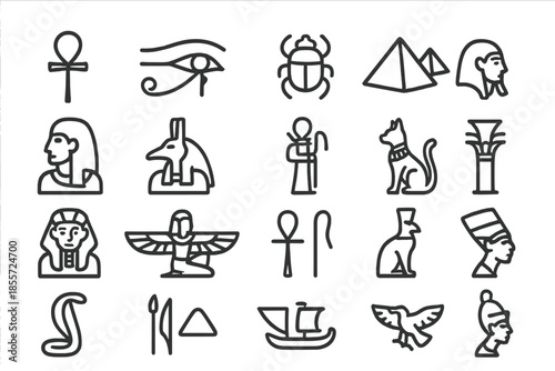 Ancient Egyptian Hieroglyphic Icons Collection