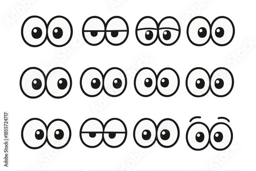 Collection of cartoon eyes on a gray background