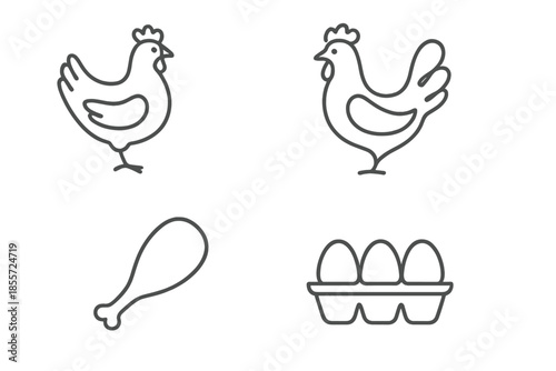 Chicken and Eggs Icon Set