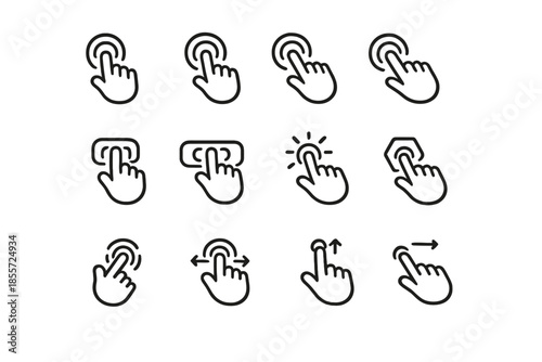 Touch gestures icon set