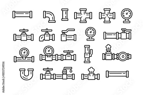 Plumbing Components Icons Collection