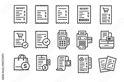 Receipt and Payment Icons Set